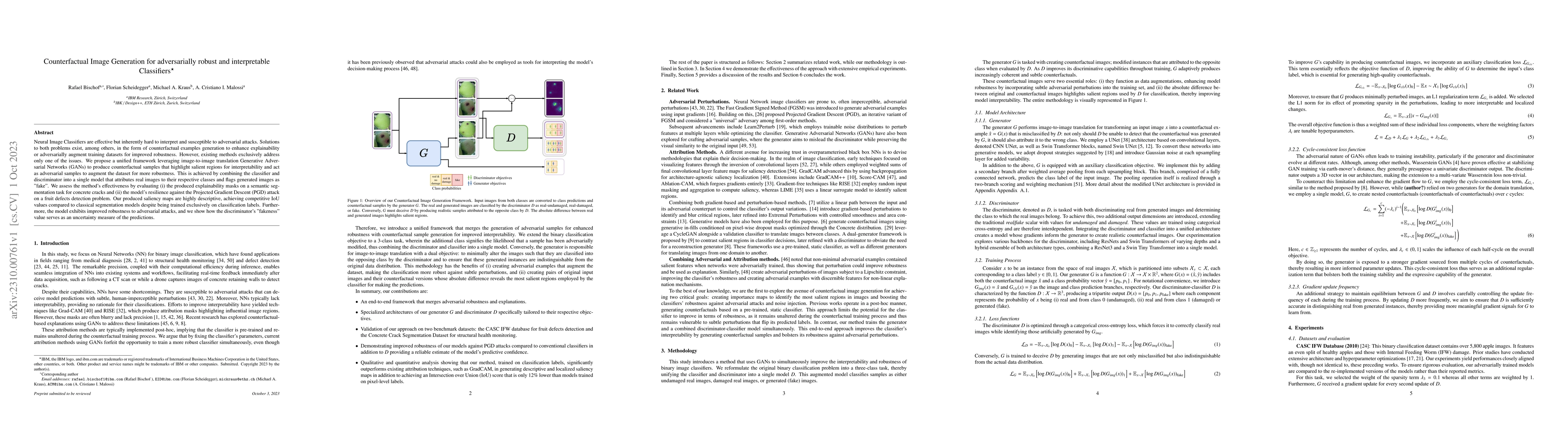 Thumbnail for Counterfactual Image Generation for adversarially robust and
  interpretable Classifiers