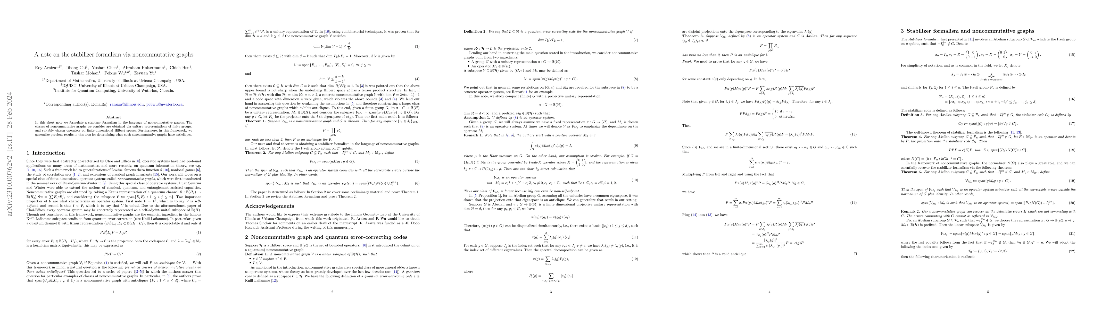 Thumbnail for A note on the stabilizer formalism via noncommutative graphs