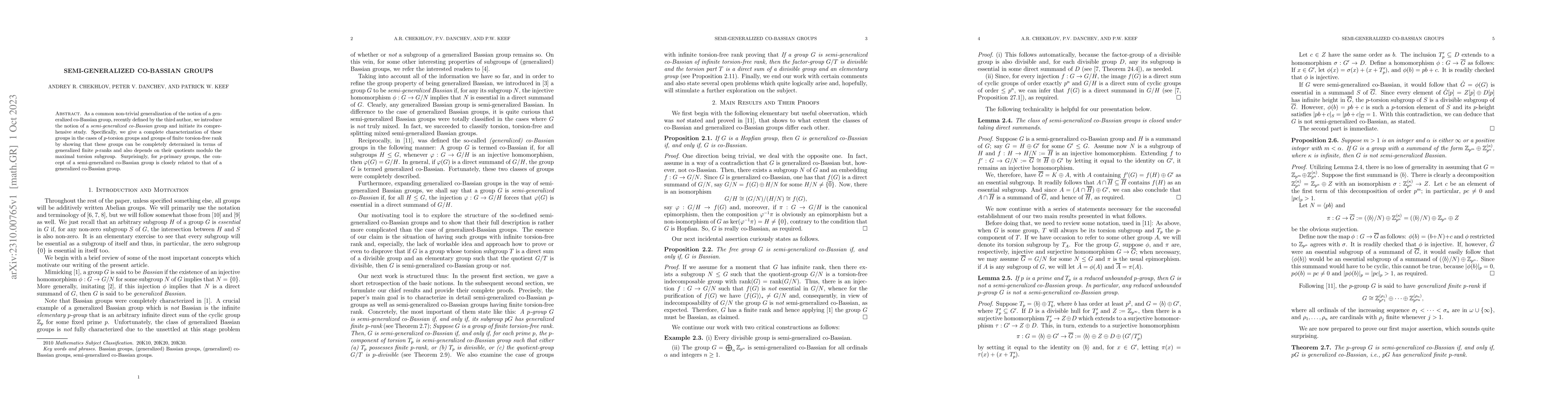Thumbnail for Semi-Generalized co-Bassian Groups