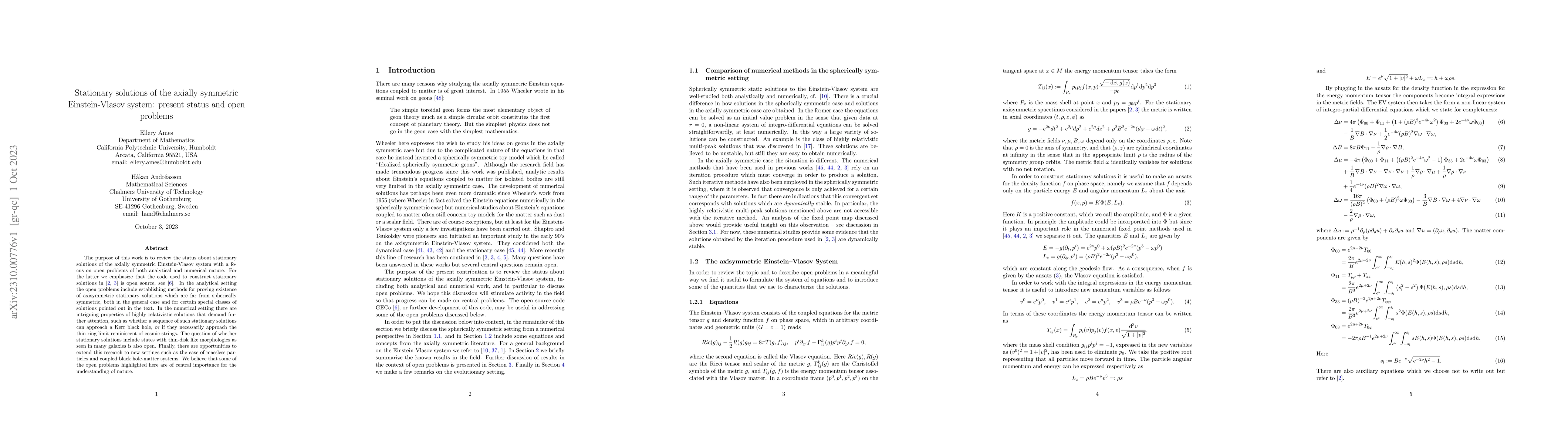 Thumbnail for Stationary solutions of the axially symmetric Einstein-Vlasov system:
  present status and open problems