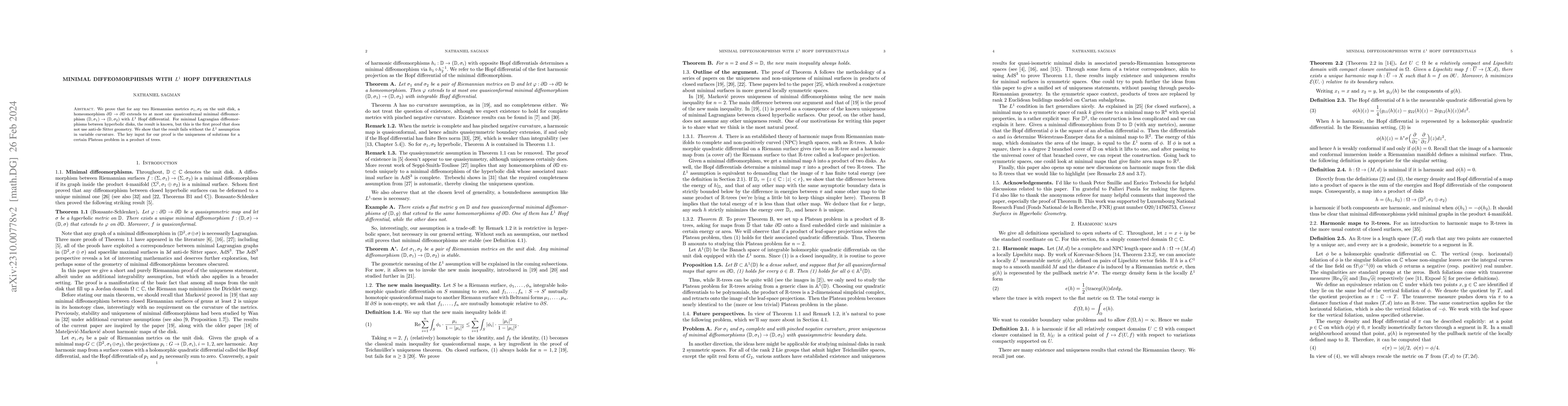 Thumbnail for Minimal diffeomorphisms with $L^1$ Hopf differentials