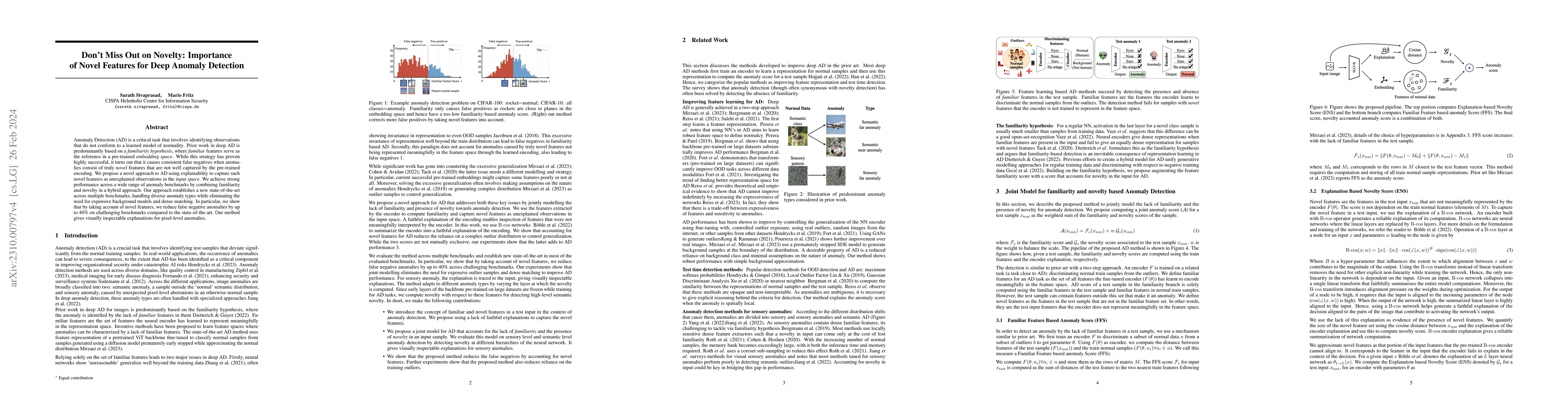 Thumbnail for Don't Miss Out on Novelty: Importance of Novel Features for Deep Anomaly
  Detection