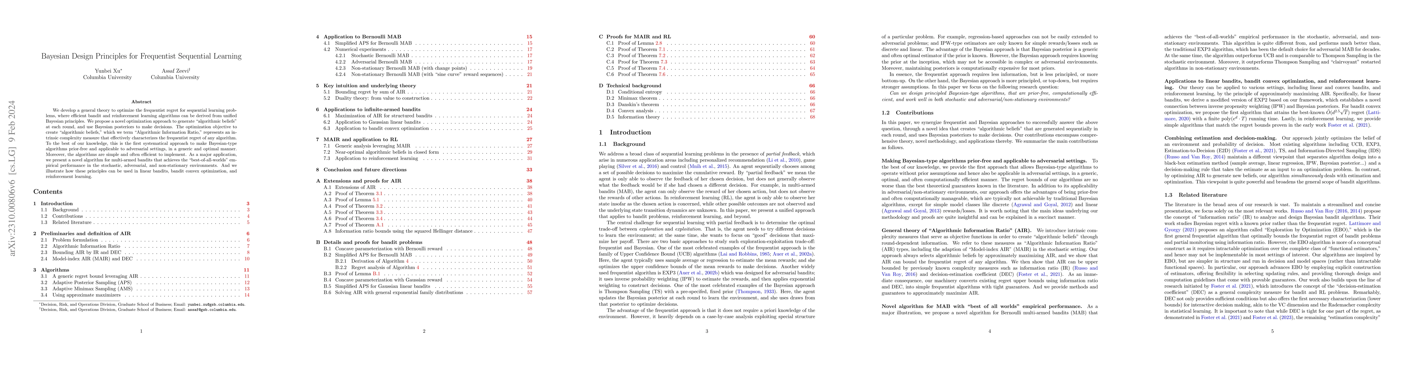 Thumbnail for Bayesian Design Principles for Frequentist Sequential Learning