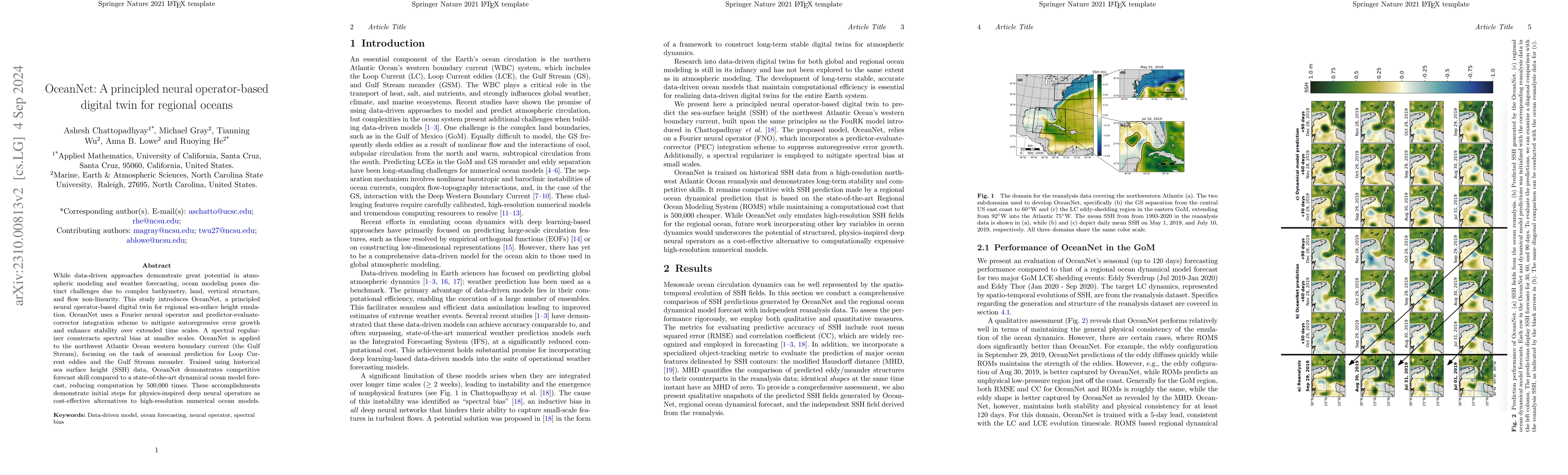Thumbnail for OceanNet: A principled neural operator-based digital twin for regional
  oceans