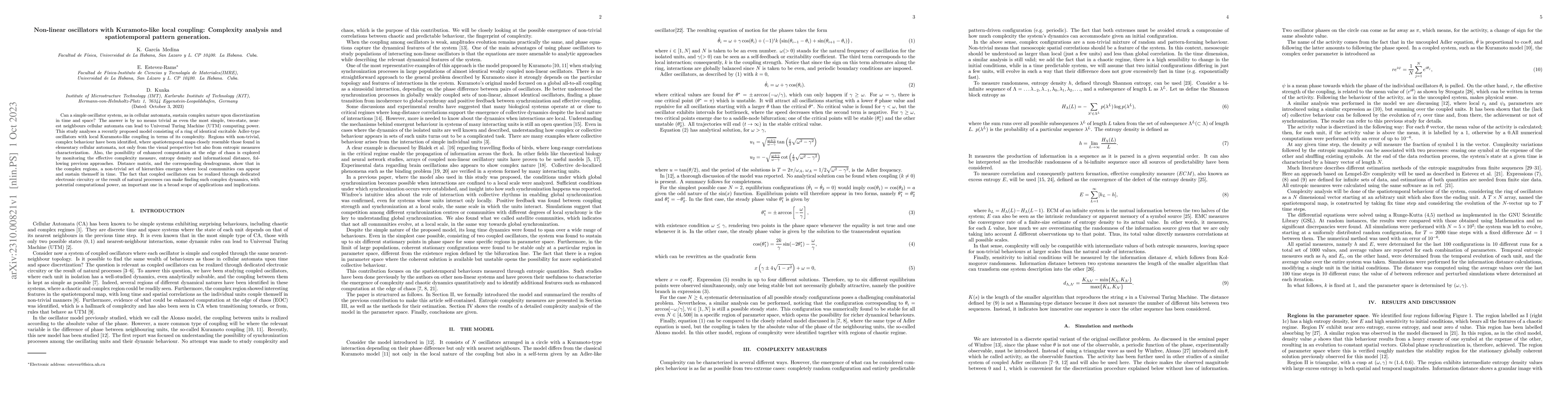Thumbnail for Non-linear oscillators with Kuramoto-like local coupling: Complexity
  analysis and spatiotemporal pattern generation