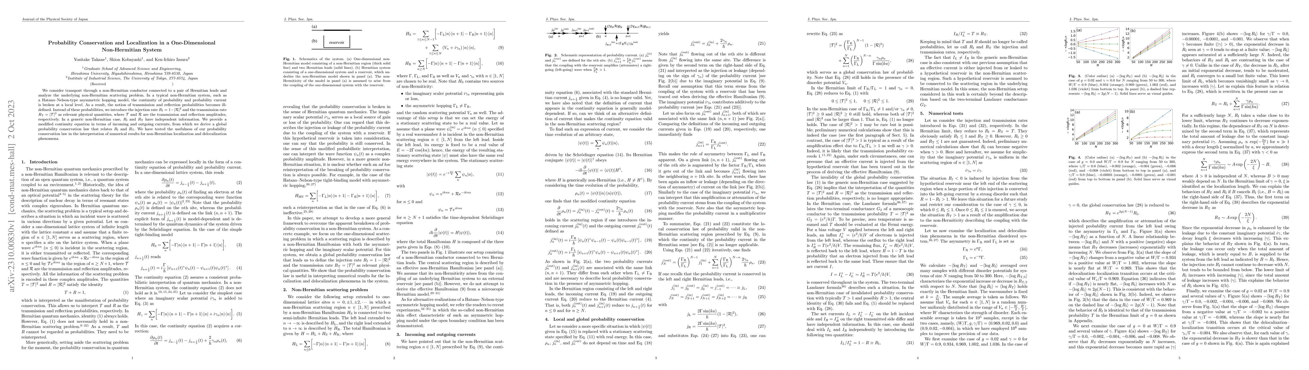 Thumbnail for Probability Conservation and Localization in a One-Dimensional
  Non-Hermitian System