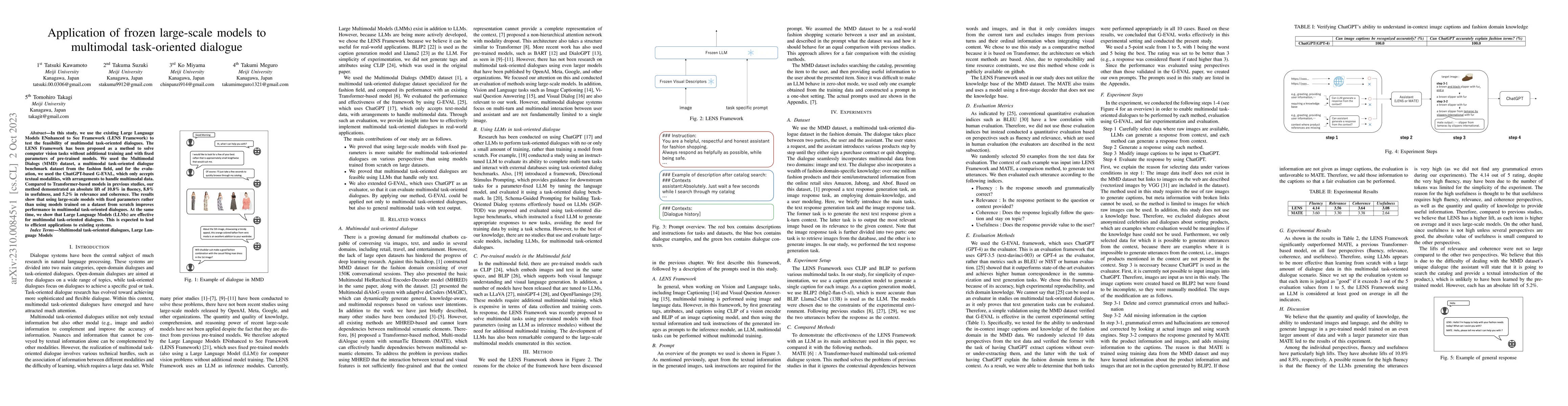 Thumbnail for Application of frozen large-scale models to multimodal task-oriented
  dialogue
