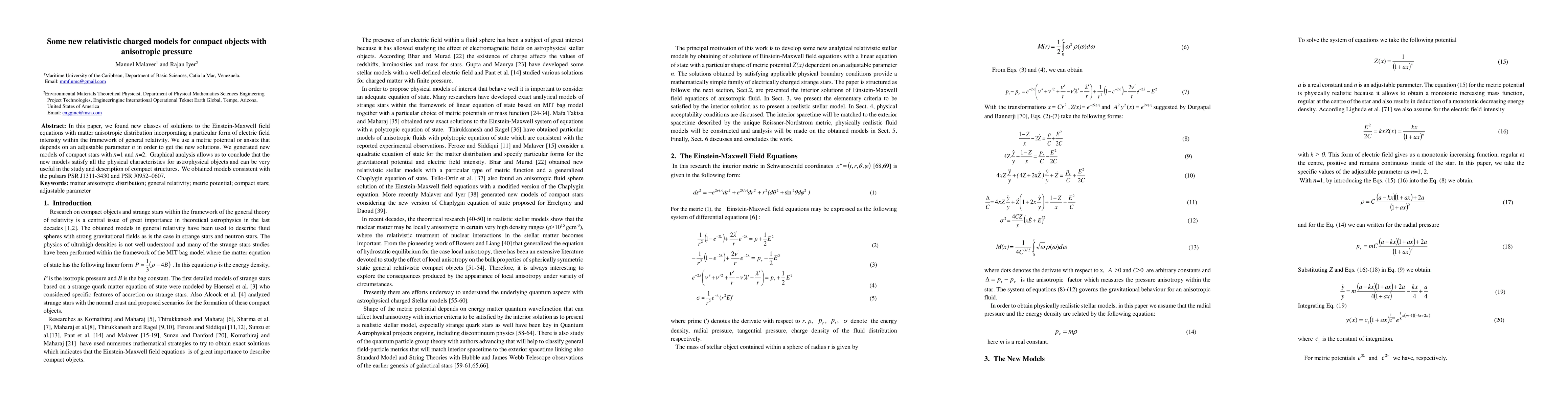 Thumbnail for Some new relativistic charged models for compact objects with
  anisotropic pressure