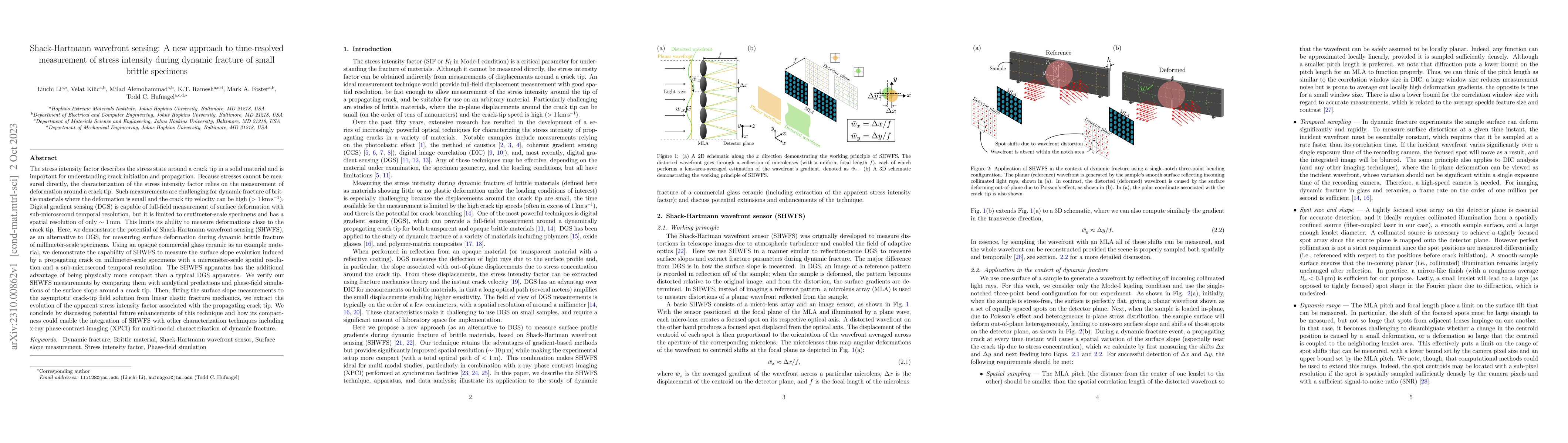 Thumbnail for Shack-Hartmann wavefront sensing: A new approach to time-resolved
  measurement of stress intensity during dynamic fracture of small brittle
  specimens