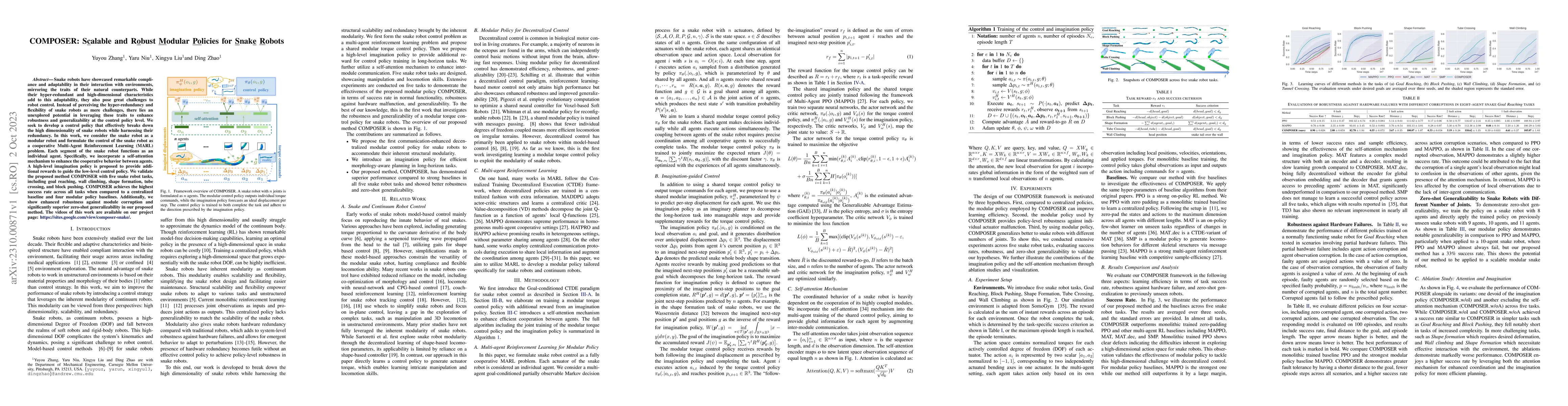 Thumbnail for COMPOSER: Scalable and Robust Modular Policies for Snake Robots