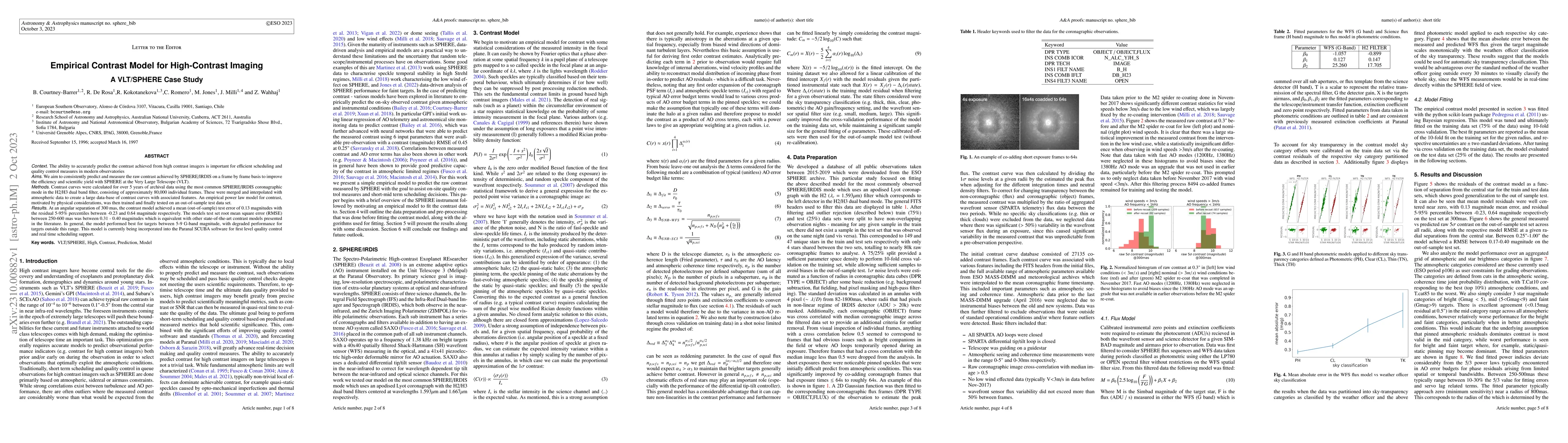 Thumbnail for Empirical Contrast Model for High-Contrast Imaging -- A VLT/SPHERE Case
  Study