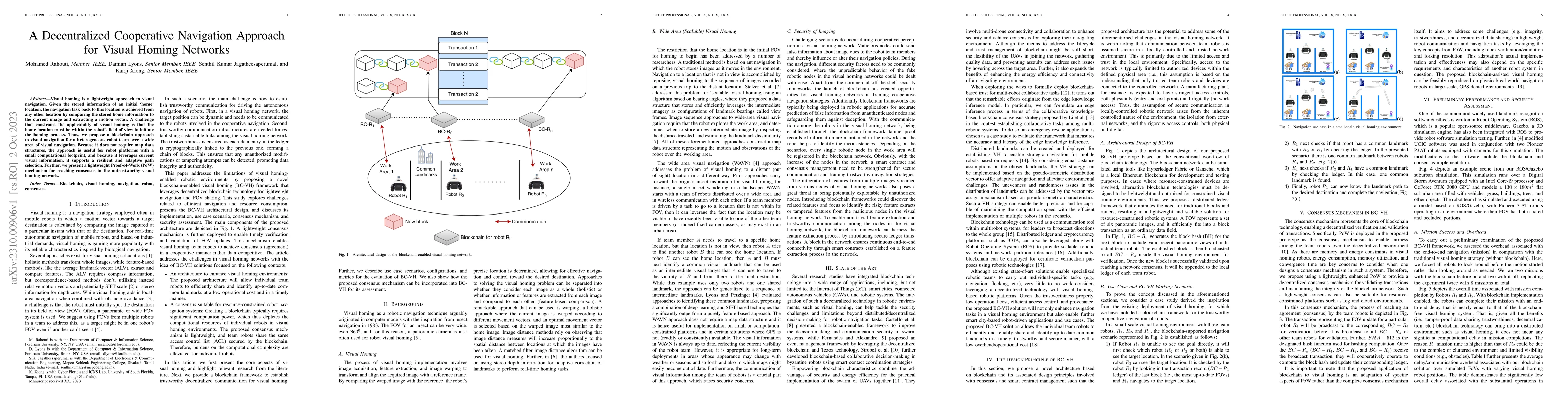 Thumbnail for A Decentralized Cooperative Navigation Approach for Visual Homing
  Networks