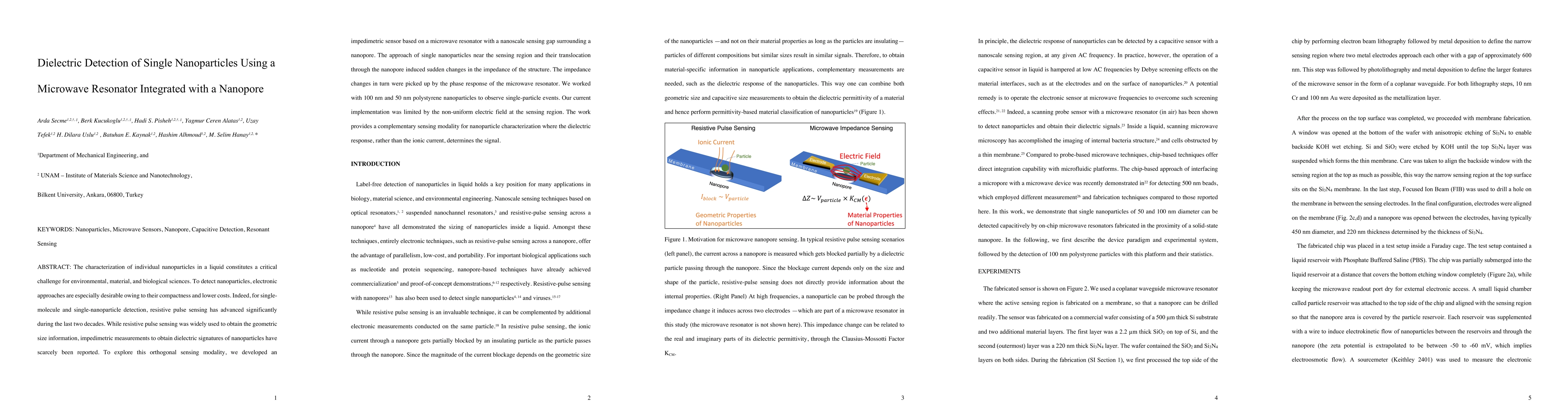 Thumbnail for Dielectric Detection of Single Nanoparticles Using a Microwave Resonator
  Integrated with a Nanopore