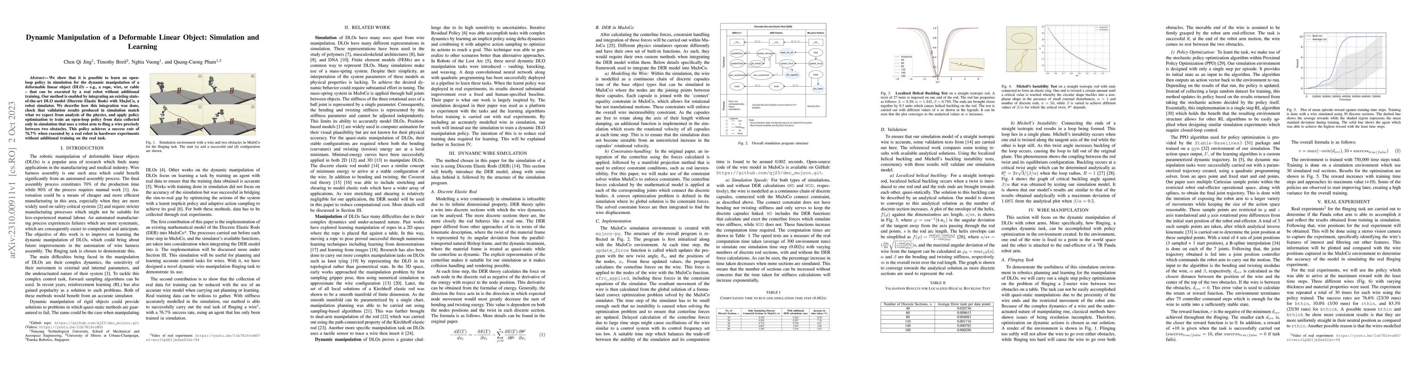 Thumbnail for Dynamic Manipulation of a Deformable Linear Object: Simulation and
  Learning