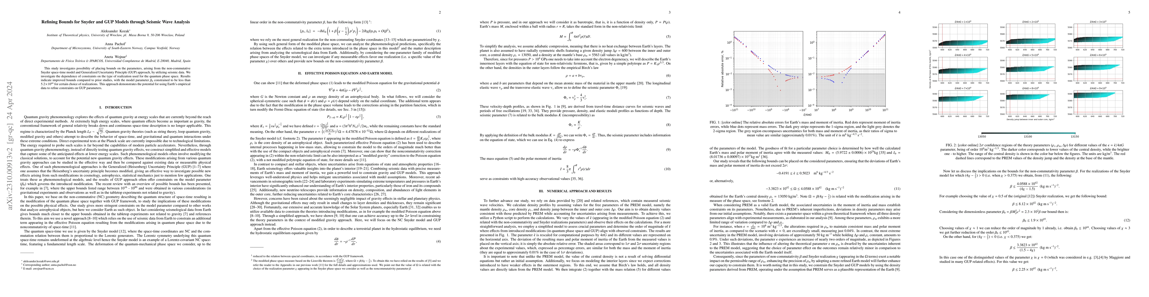 Thumbnail for Refining Bounds for Snyder and GUP Models through Seismic Wave Analysis