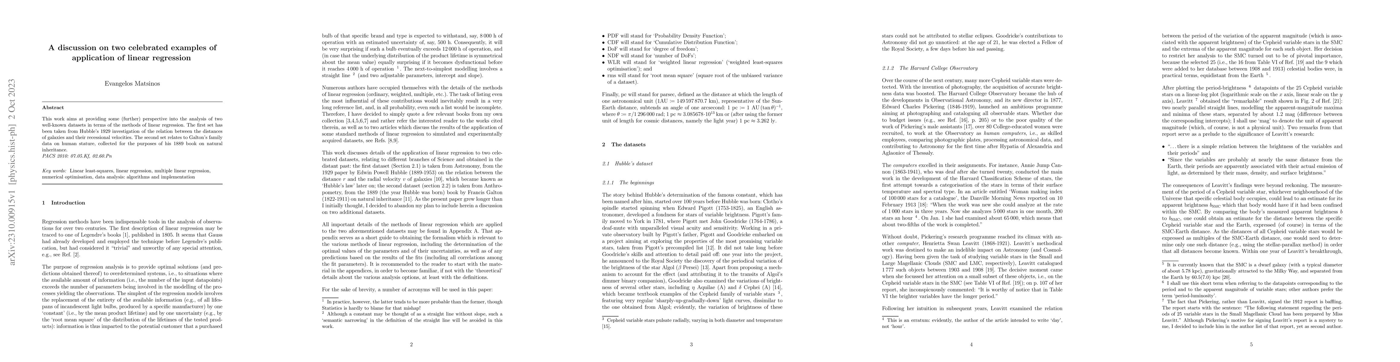 Thumbnail for A discussion on two celebrated examples of application of linear
  regression