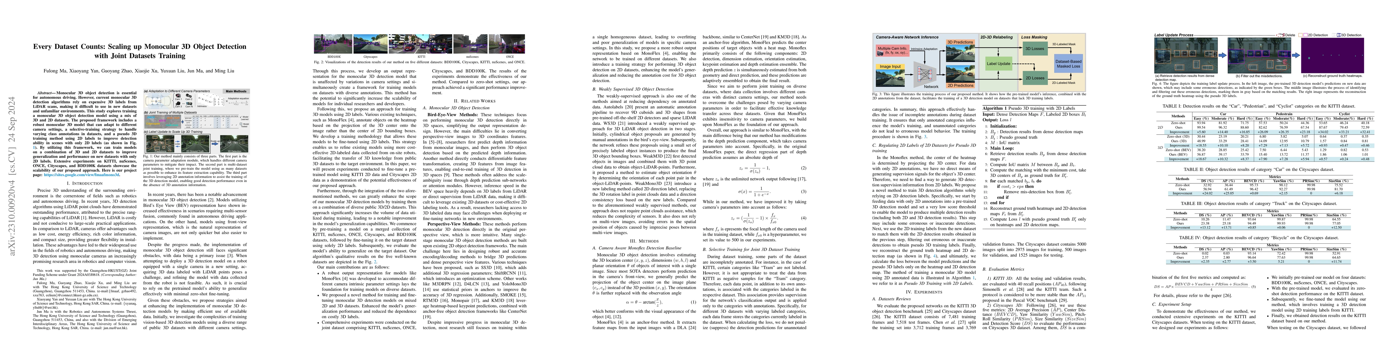 Thumbnail for Every Dataset Counts: Scaling up Monocular 3D Object Detection with
  Joint Datasets Training
