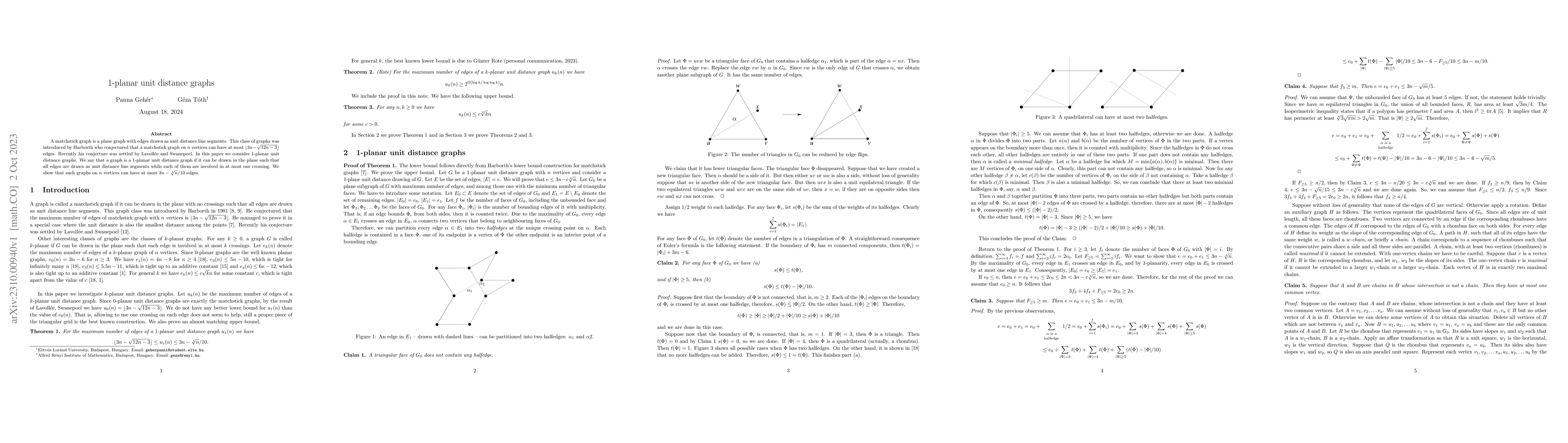 Thumbnail for 1-planar unit distance graphs