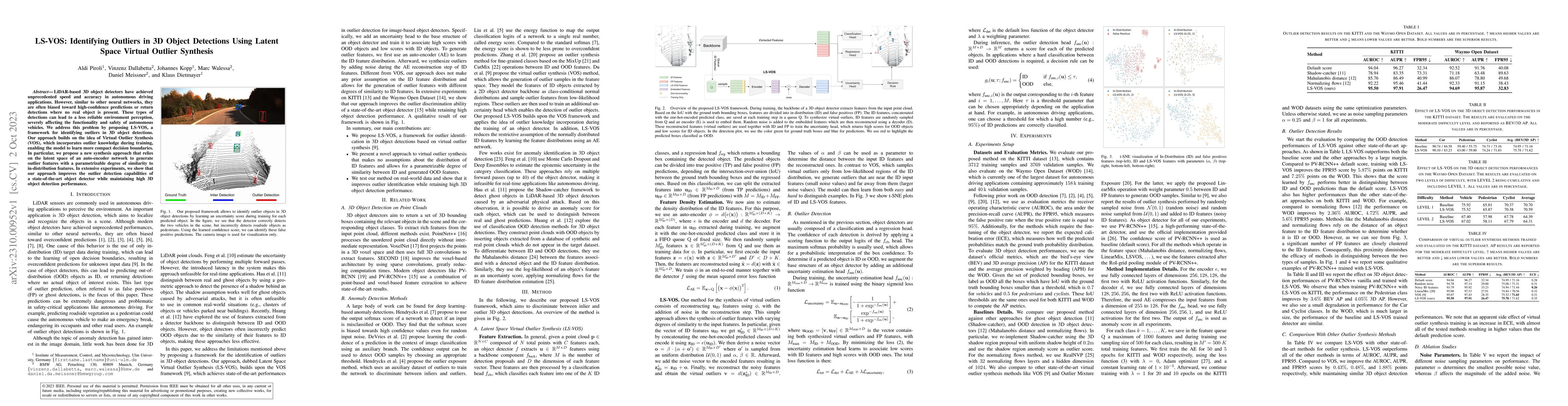 Thumbnail for LS-VOS: Identifying Outliers in 3D Object Detections Using Latent Space
  Virtual Outlier Synthesis