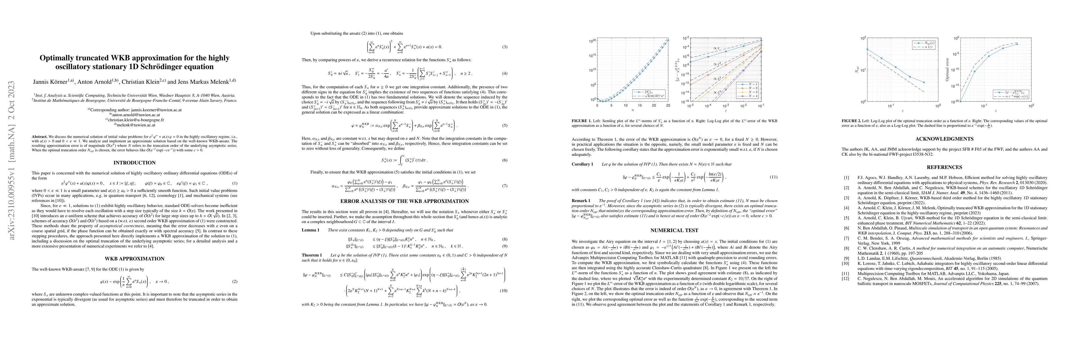 Thumbnail for Optimally truncated WKB approximation for the highly oscillatory
  stationary 1D Schr\"odinger equation