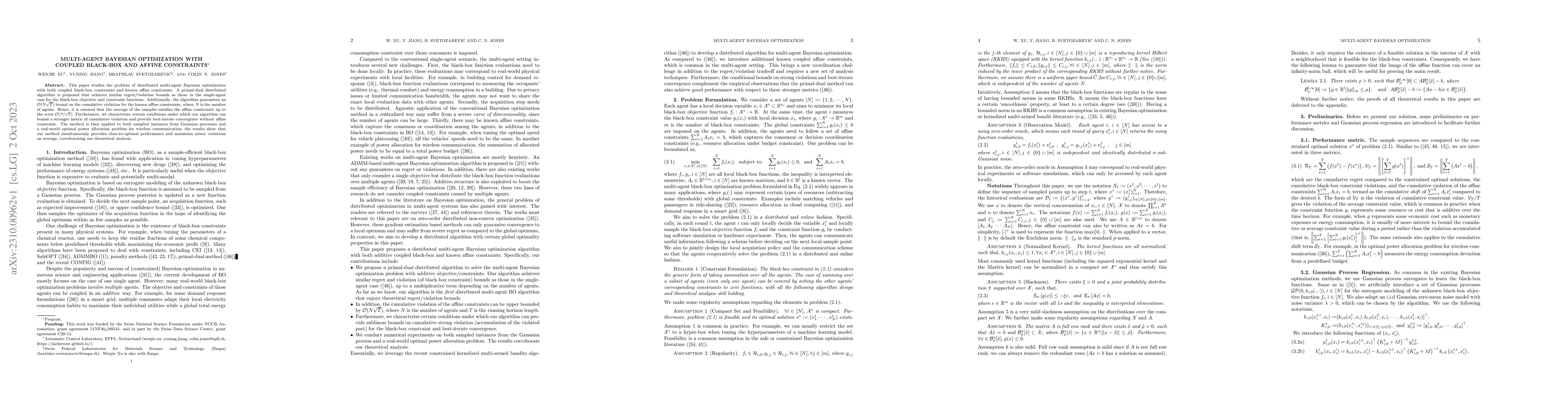 Thumbnail for Multi-Agent Bayesian Optimization with Coupled Black-Box and Affine
  Constraints