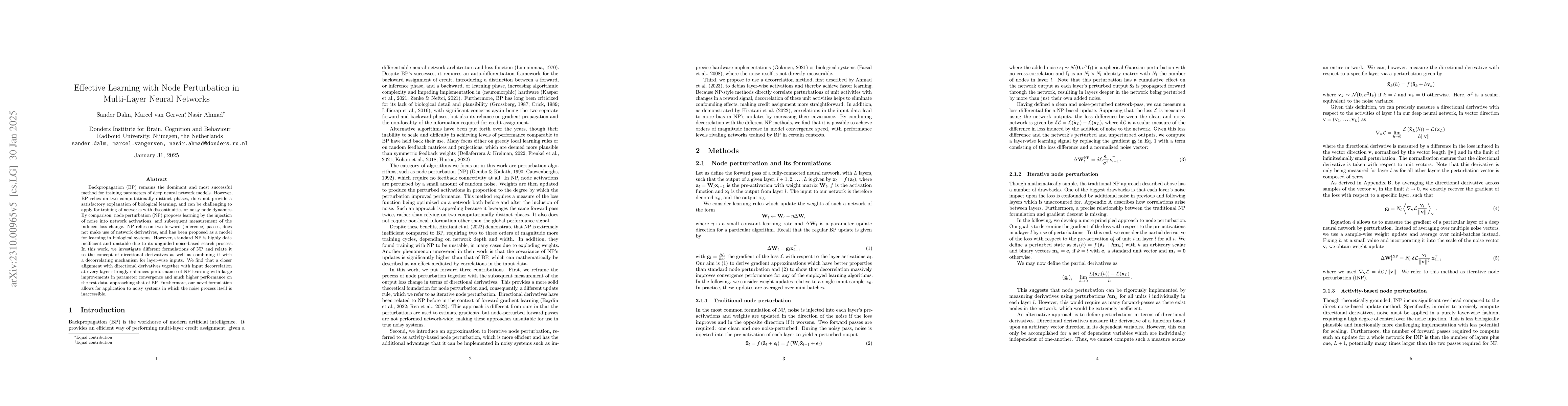 Thumbnail for Effective Learning with Node Perturbation in Multi-Layer Neural Networks