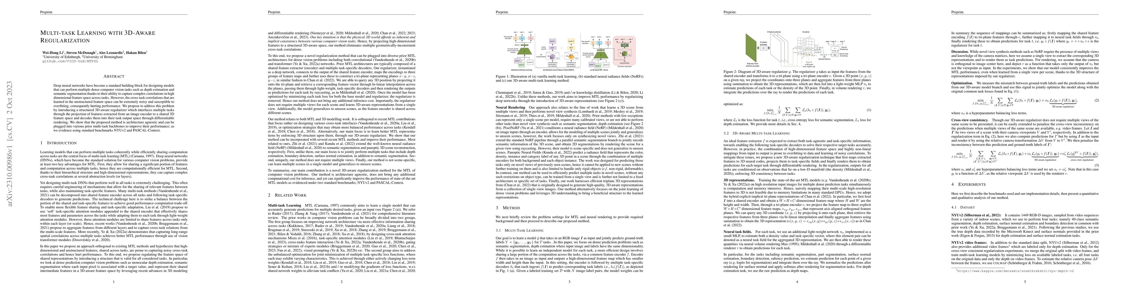 Thumbnail for Multi-task Learning with 3D-Aware Regularization