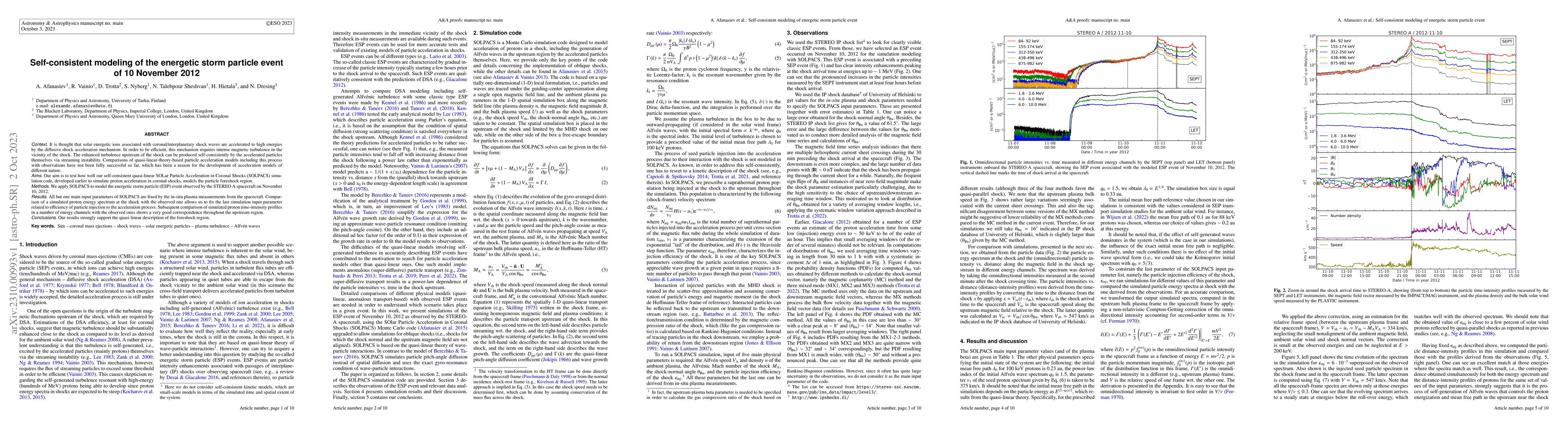 Thumbnail for Self-consistent modeling of the energetic storm particle event of
  November 10, 2012