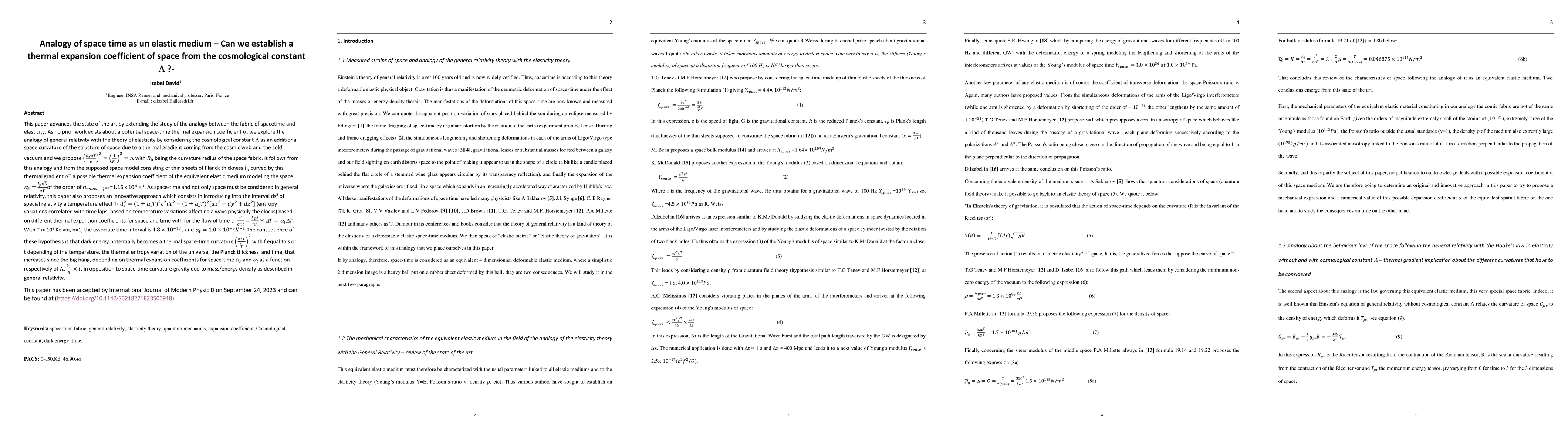 Thumbnail for Analogy of space time as un elastic medium -- Can we establish a thermal
  expansion coefficient of space from the cosmological constant Lambda?