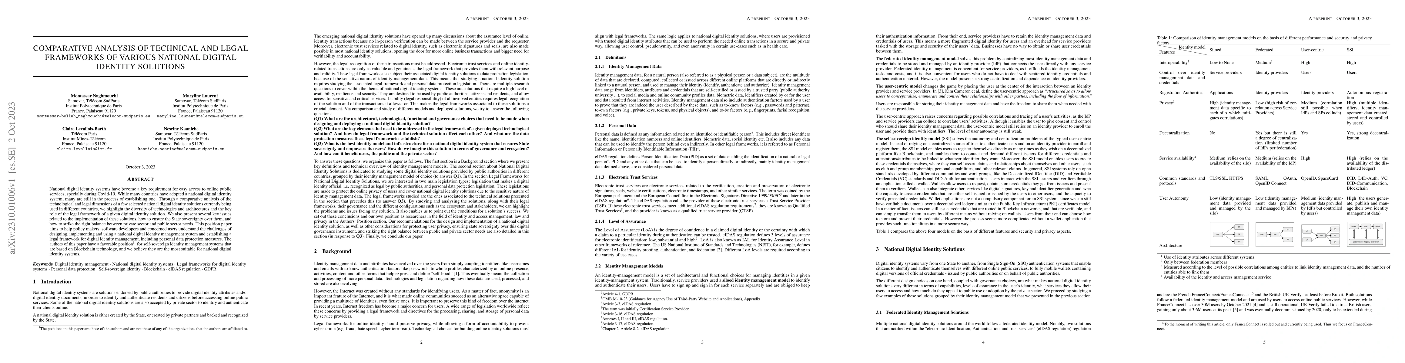 Thumbnail for Comparative Analysis of Technical and Legal Frameworks of Various
  National Digial Identity Solutions