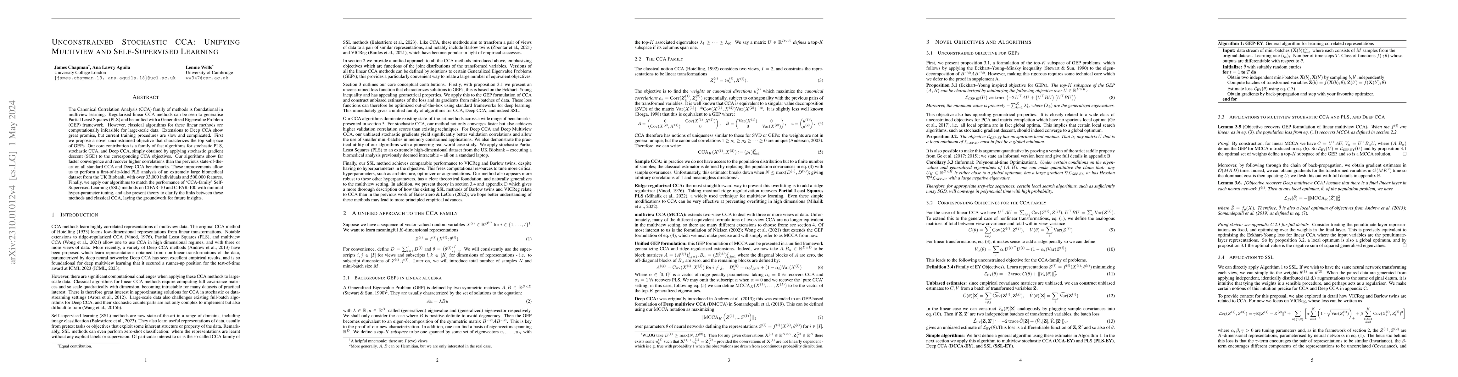Thumbnail for Unconstrained Stochastic CCA: Unifying Multiview and Self-Supervised
  Learning