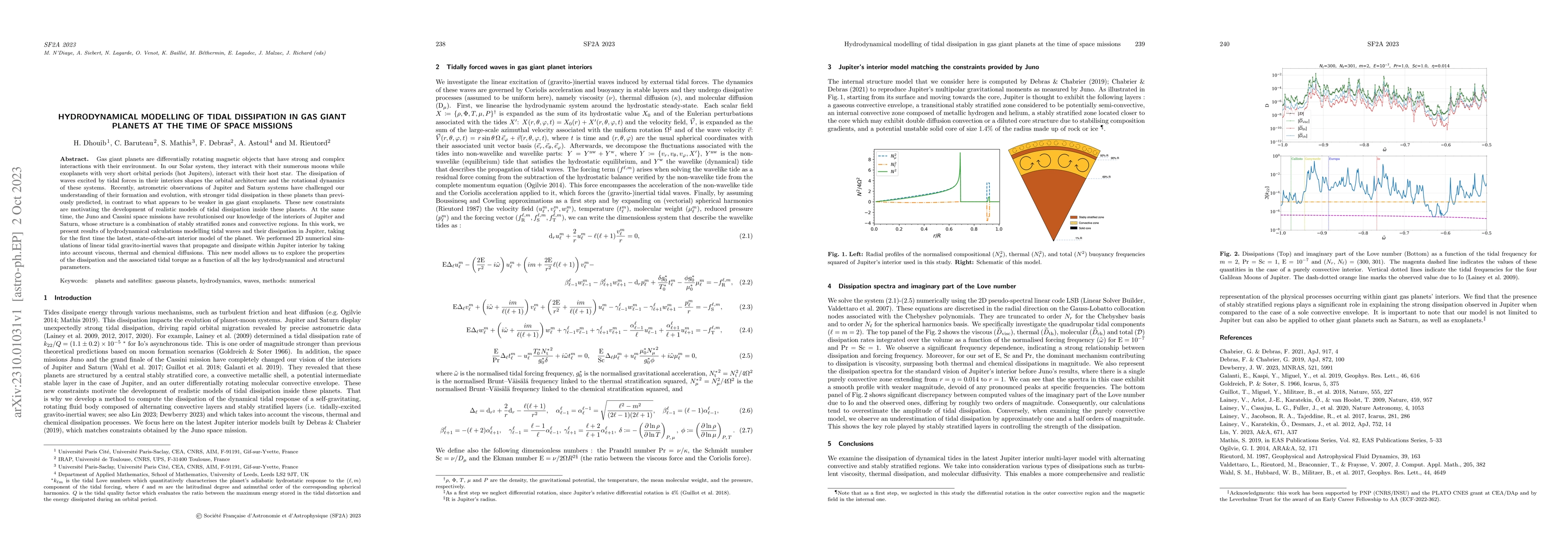 Thumbnail for Hydrodynamical modelling of tidal dissipation in gas giant planets at
  the time of space missions