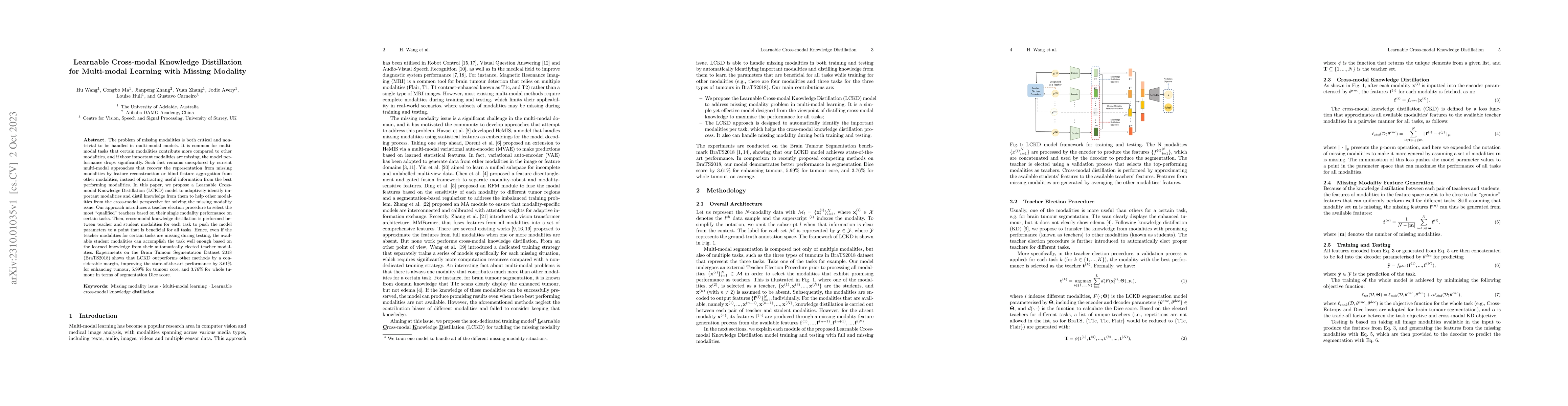 Thumbnail for Learnable Cross-modal Knowledge Distillation for Multi-modal Learning
  with Missing Modality