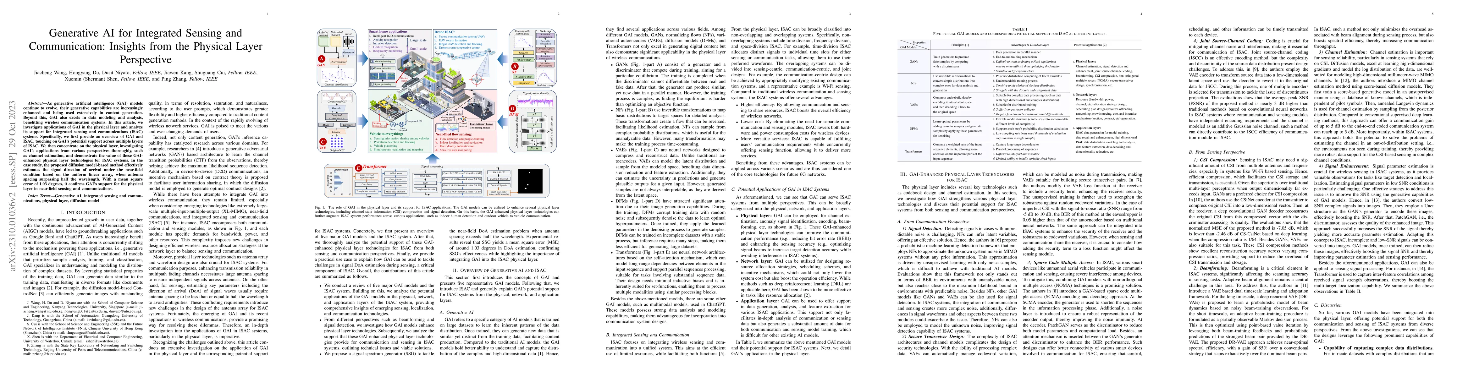 Thumbnail for Generative AI for Integrated Sensing and Communication: Insights from
  the Physical Layer Perspective