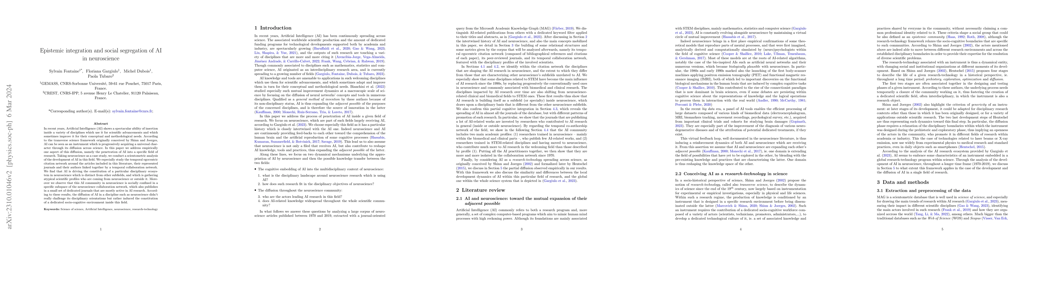 Thumbnail for Epistemic integration and social segregation of AI in neuroscience