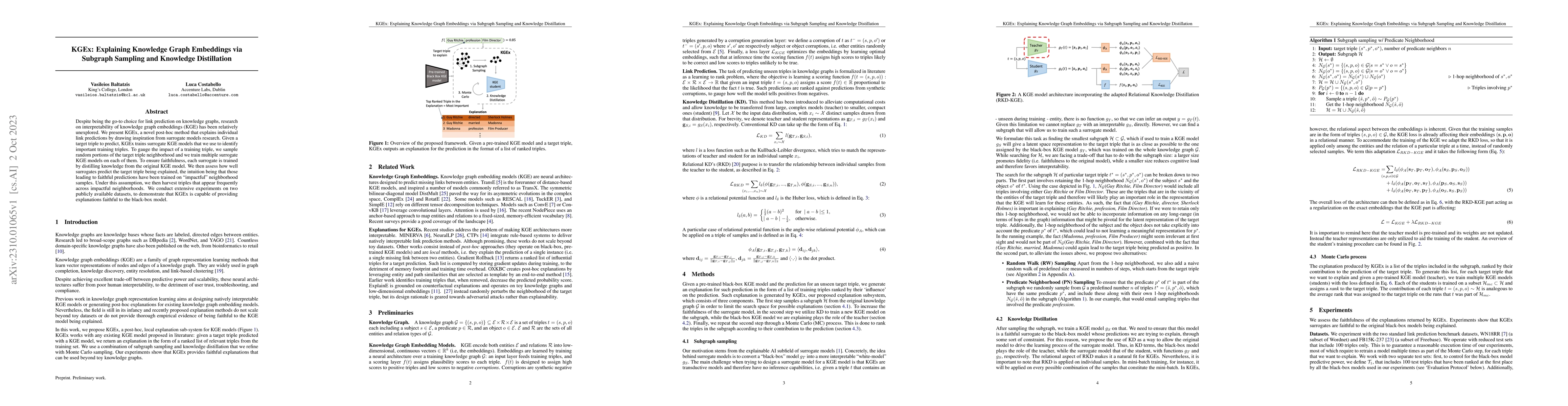 Thumbnail for KGEx: Explaining Knowledge Graph Embeddings via Subgraph Sampling and
  Knowledge Distillation