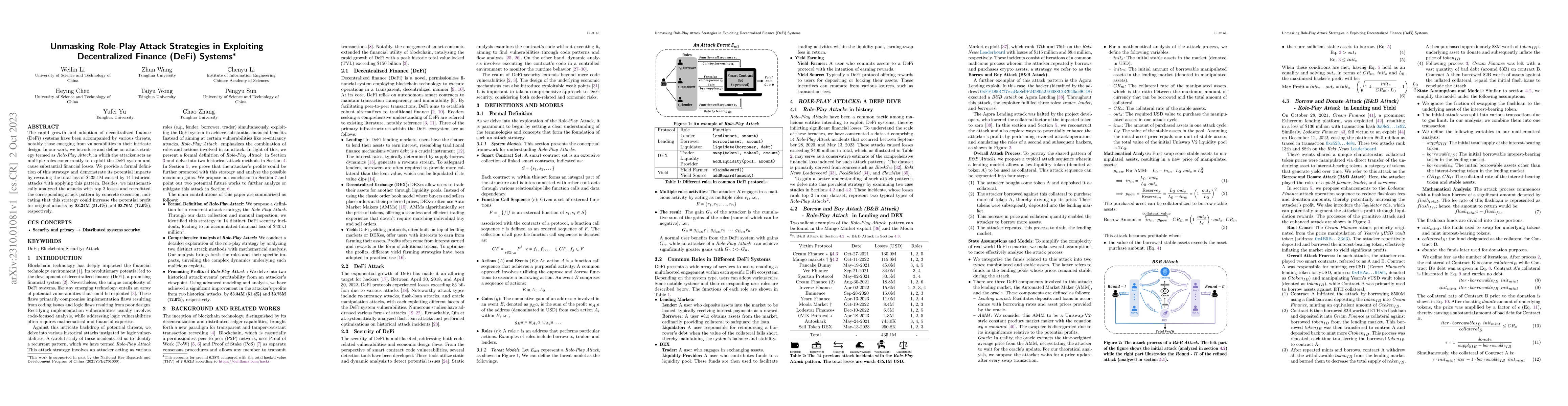 Thumbnail for Unmasking Role-Play Attack Strategies in Exploiting Decentralized
  Finance (DeFi) Systems