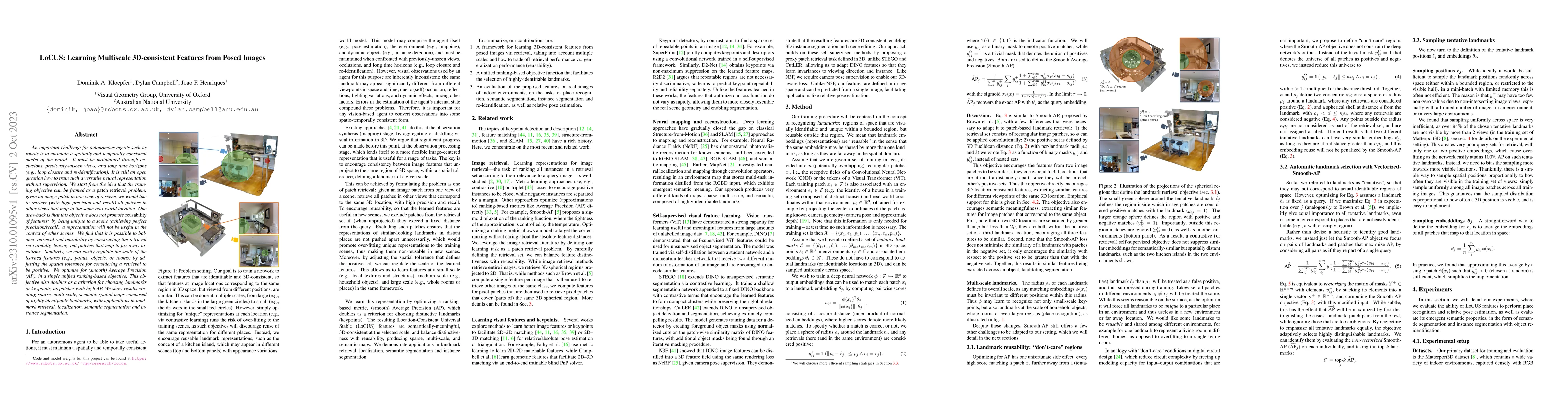 Thumbnail for LoCUS: Learning Multiscale 3D-consistent Features from Posed Images