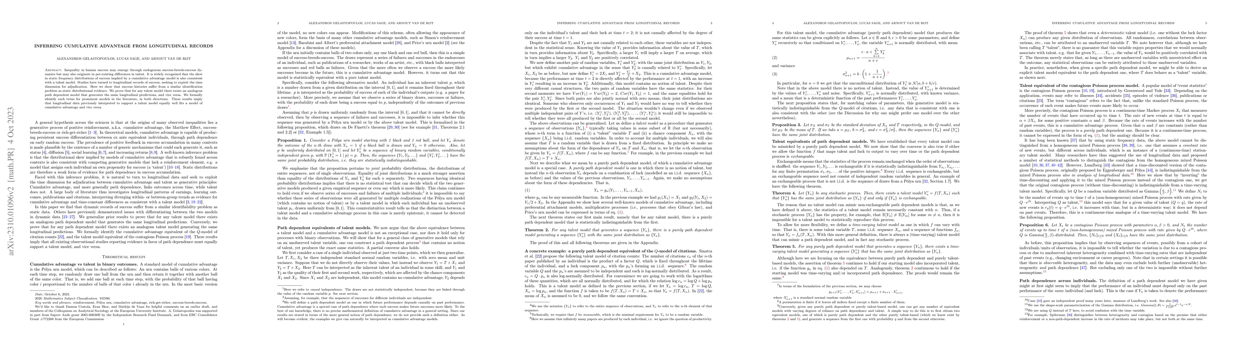 Thumbnail for Inferring cumulative advantage from longitudinal records