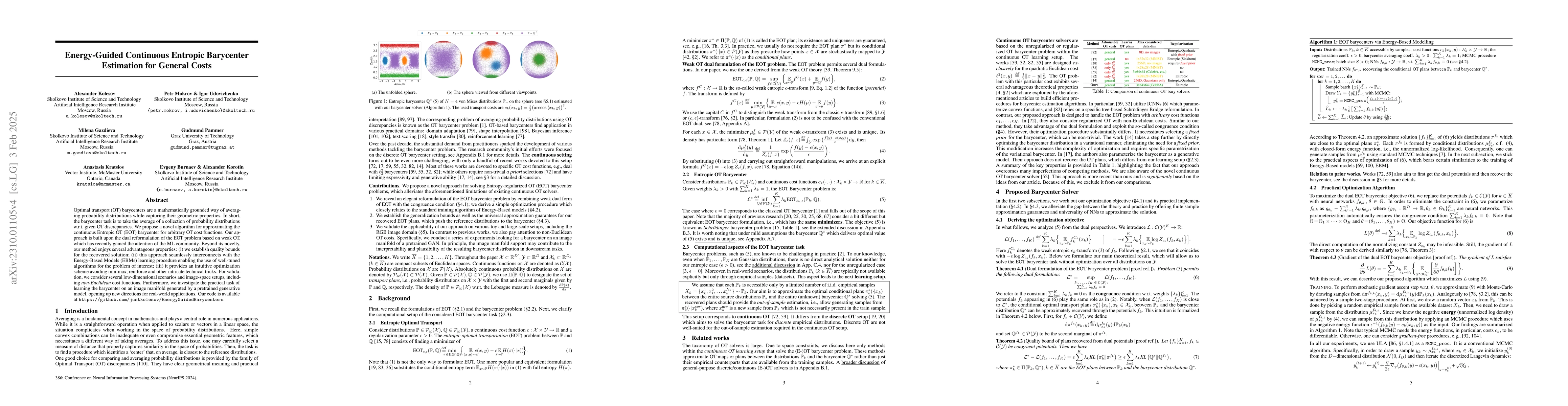 Thumbnail for Energy-Guided Continuous Entropic Barycenter Estimation for General
  Costs