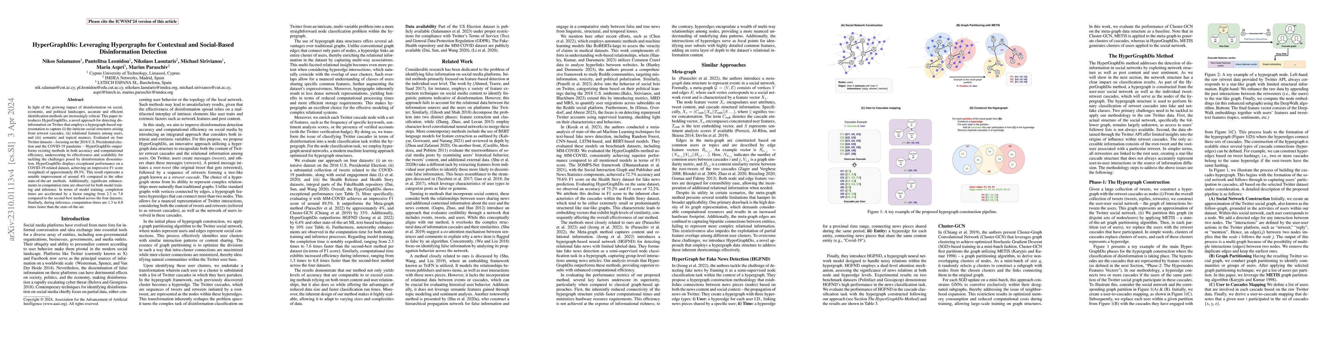Thumbnail for HyperGraphDis: Leveraging Hypergraphs for Contextual and Social-Based
  Disinformation Detection