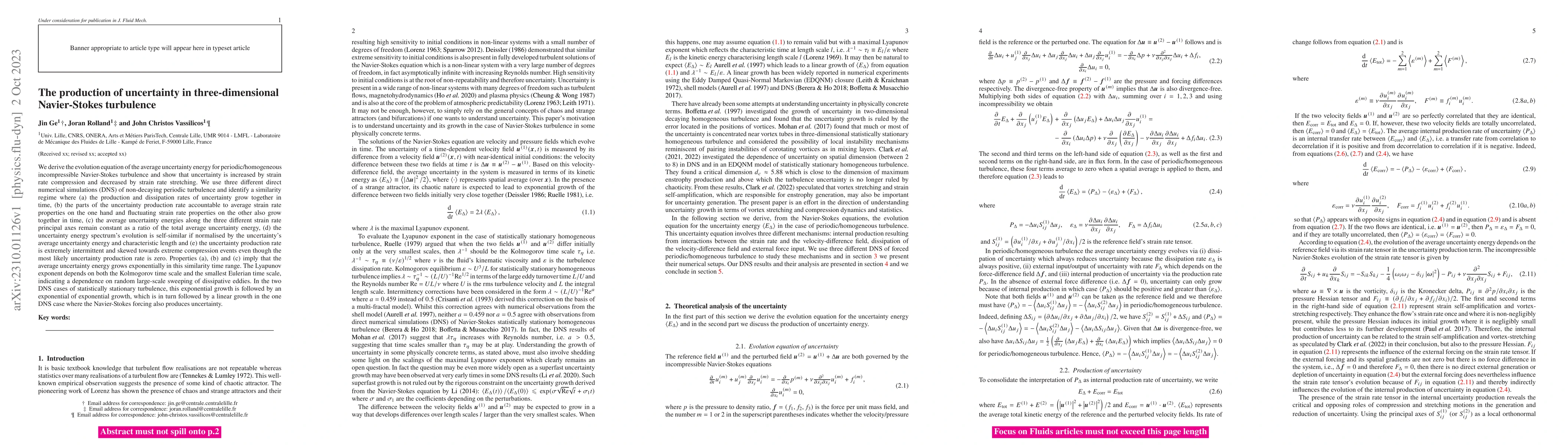 Thumbnail for The production of uncertainty in three-dimensional Navier-Stokes
  turbulence