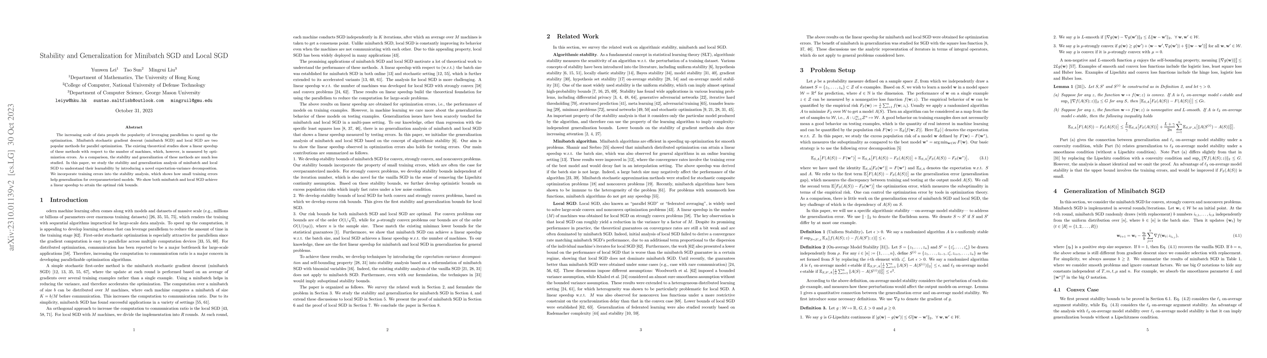 Thumbnail for Stability and Generalization for Minibatch SGD and Local SGD