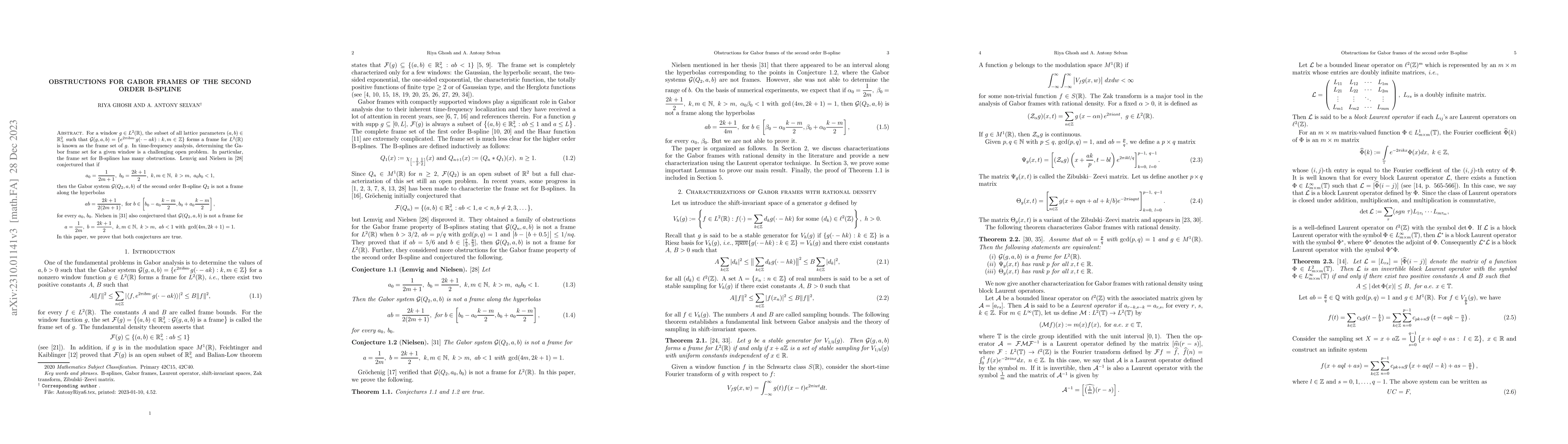 Thumbnail for Obstructions for Gabor frames of the second order B-spline
