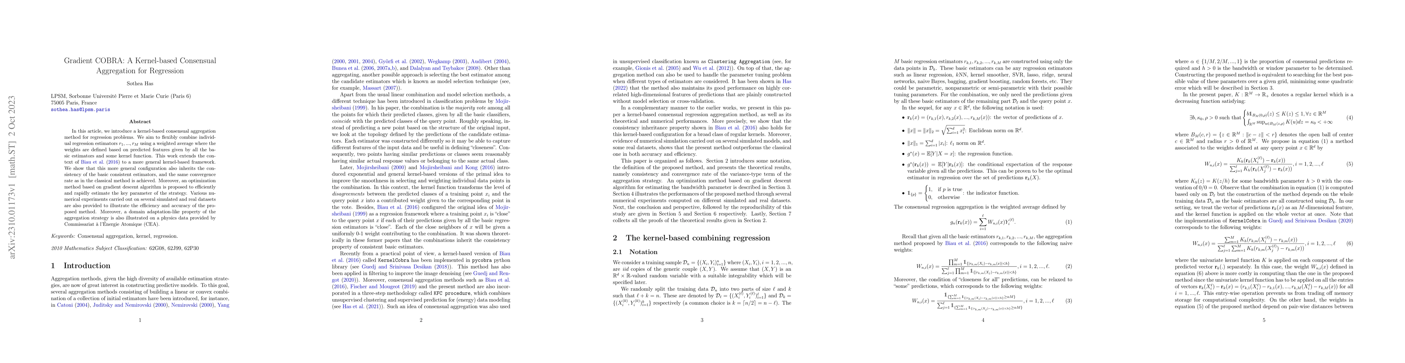 Thumbnail for Gradient COBRA: A kernel-based consensual aggregation for regression