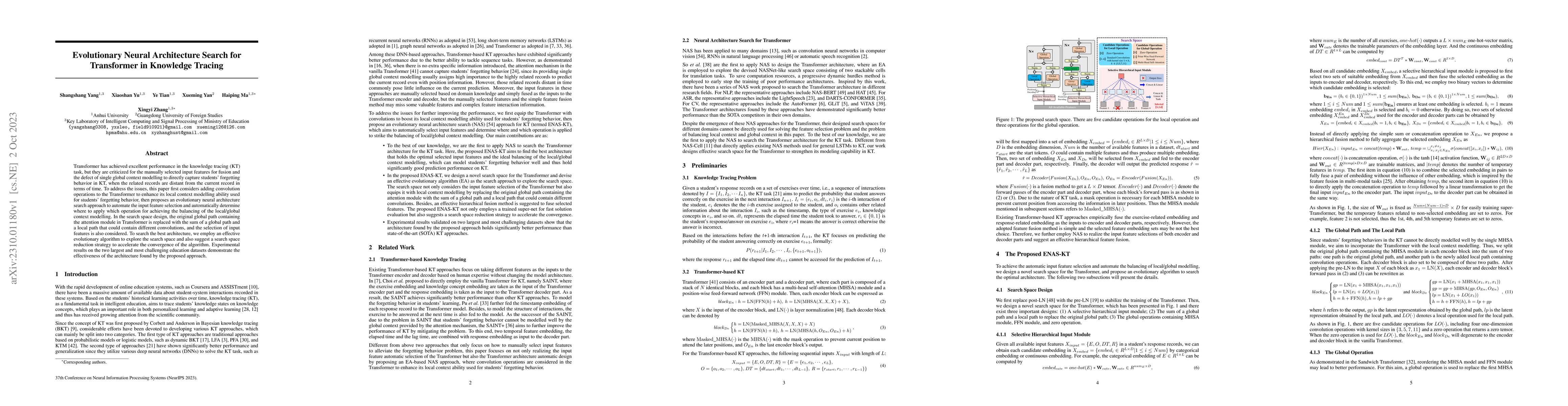 Thumbnail for Evolutionary Neural Architecture Search for Transformer in Knowledge
  Tracing