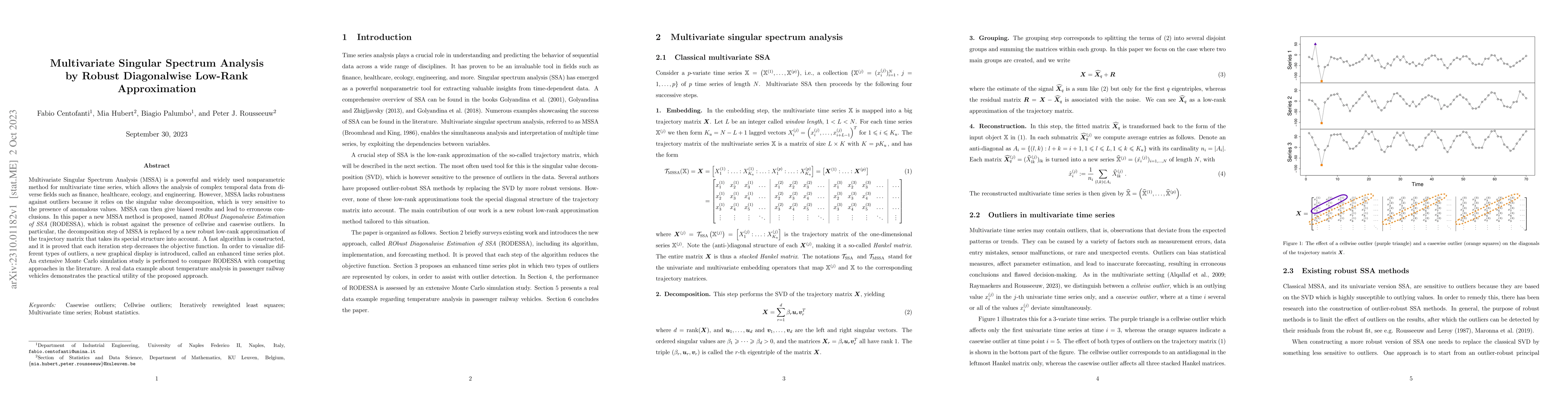 Thumbnail for Multivariate Singular Spectrum Analysis by Robust Diagonalwise Low-Rank
  Approximation