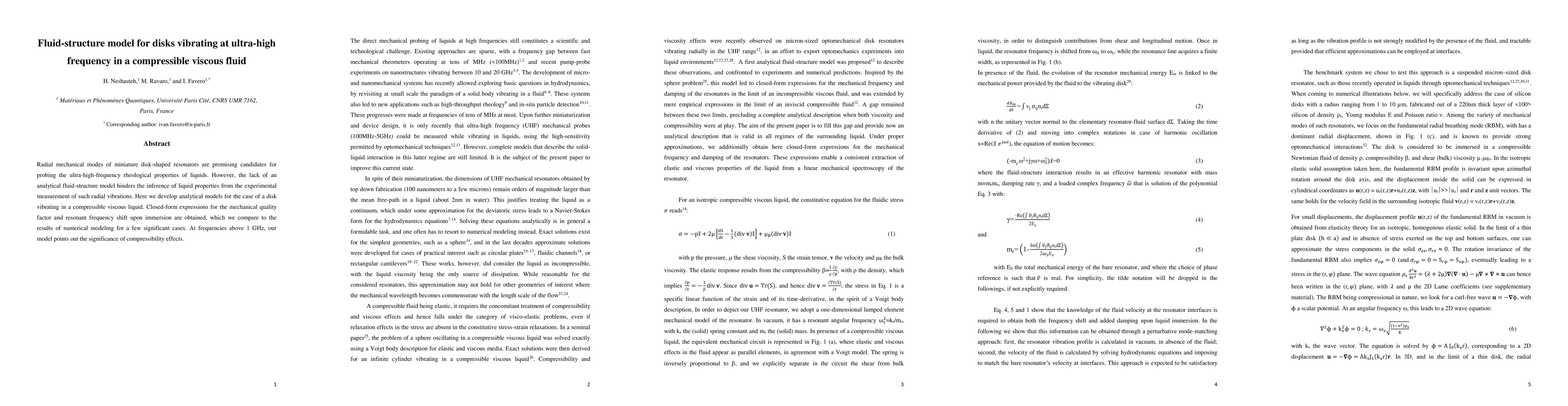 Thumbnail for Fluid-structure model for disks vibrating at ultra-high frequency in a
  compressible viscous fluid