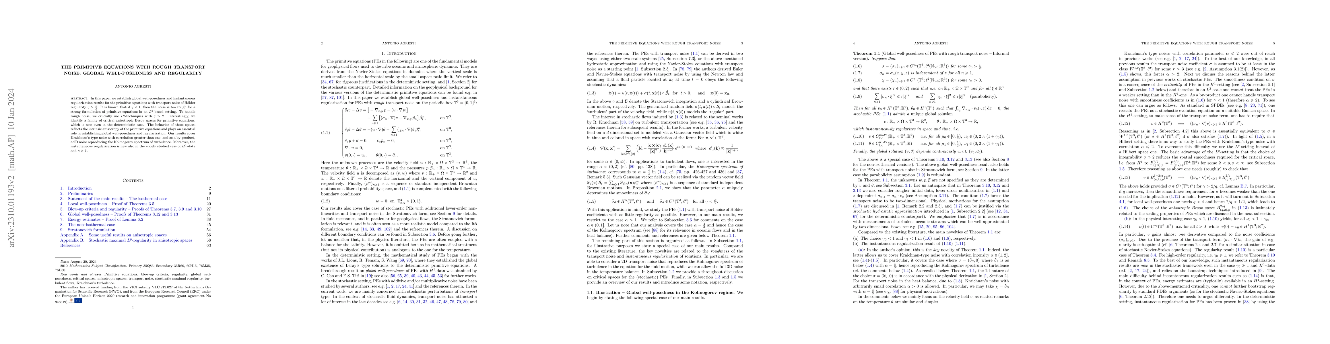 Thumbnail for The primitive equations with rough transport noise: Global
  well-posedness and regularity
