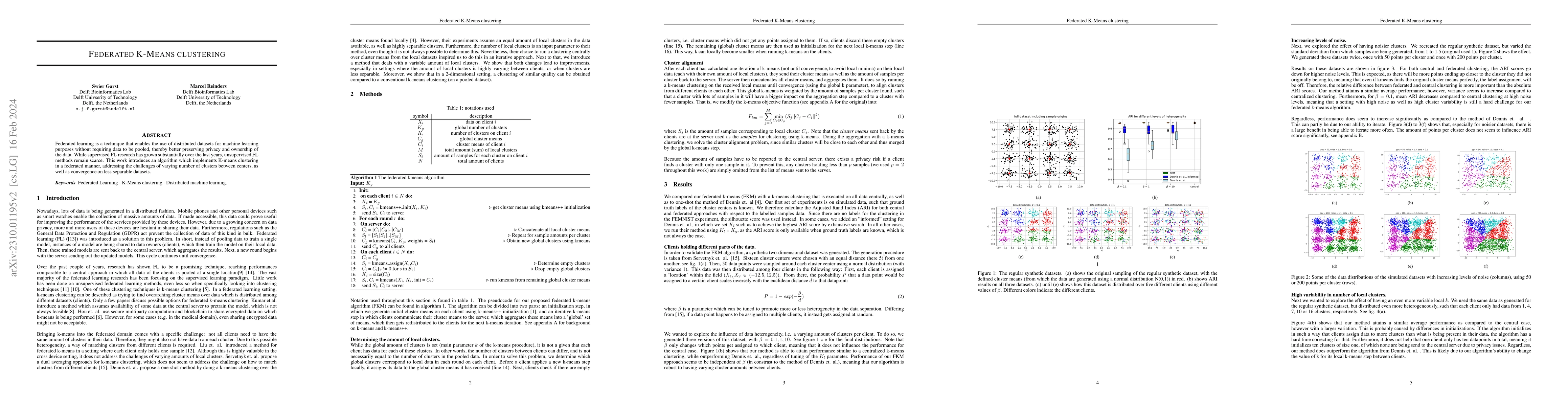 Thumbnail for Federated K-means Clustering